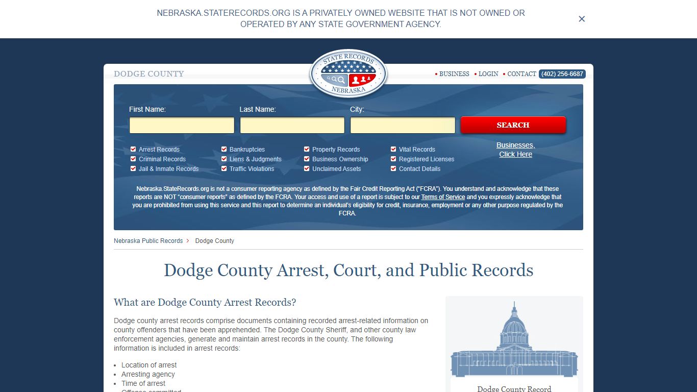 Dodge County Arrest, Court, and Public Records