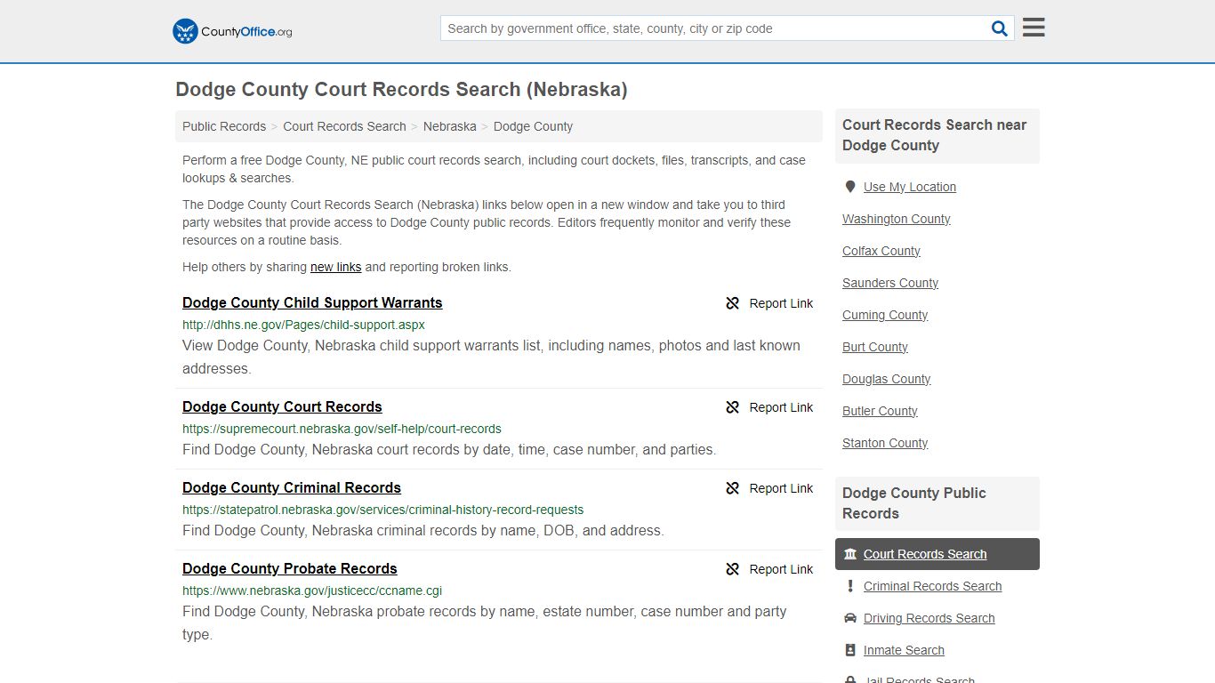 Dodge County Court Records Search (Nebraska) - County Office