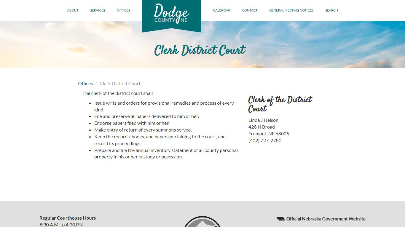 Clerk District Court | Dodge County Nebraska